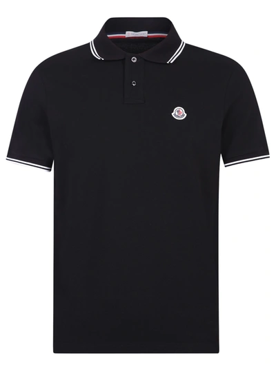 Shop Moncler Branded Polo In Black