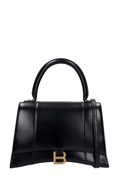 Shop Balenciaga Hourg Top Hand Hand Bag In Black Leather