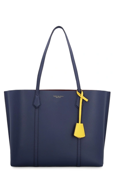 Shop Tory Burch Perry Leather Tote In Blue