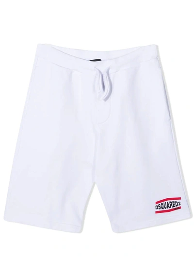 Shop Dsquared2 White Cotton Track Shorts In Bianco