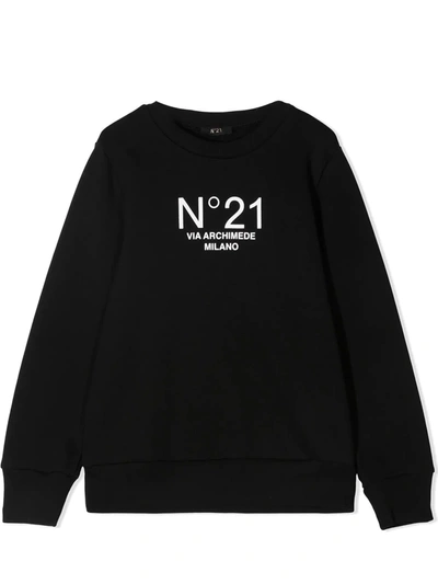 Shop N°21 Black Cotton Sweatshirt In Nero