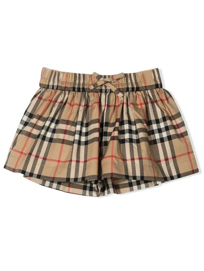 Shop Burberry Beige Cotton Shorts In Check