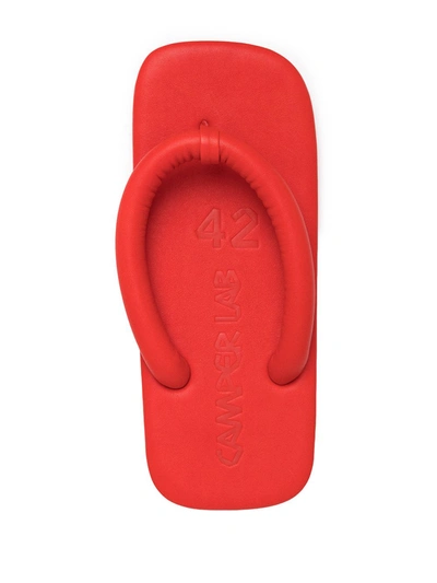 Camperlab Hastalavista Leather Flip Flops In Red