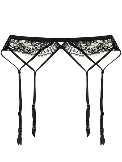 Fleur Du Mal Frankie Lace Strappy Garter In Black