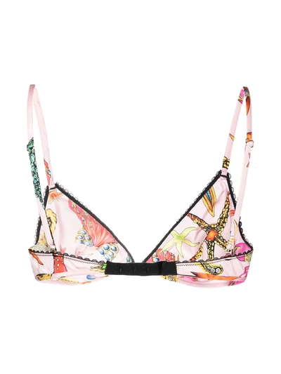 Shop Versace Shell-print Bra In Pink