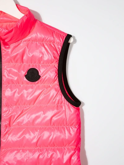 Shop Moncler Teen Logo-patch Padded Gilet In Pink