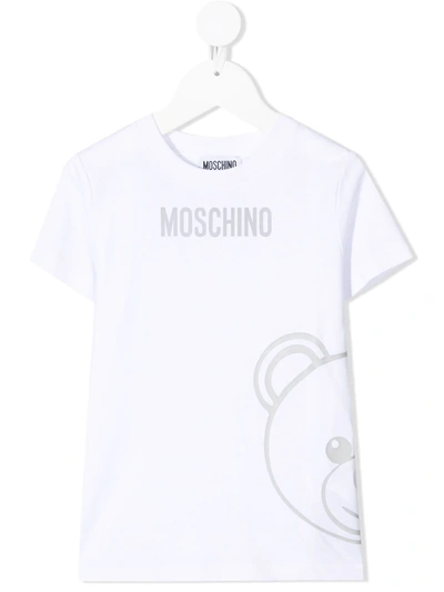 Shop Moschino Bear-motif Logo-print T-shirt In White