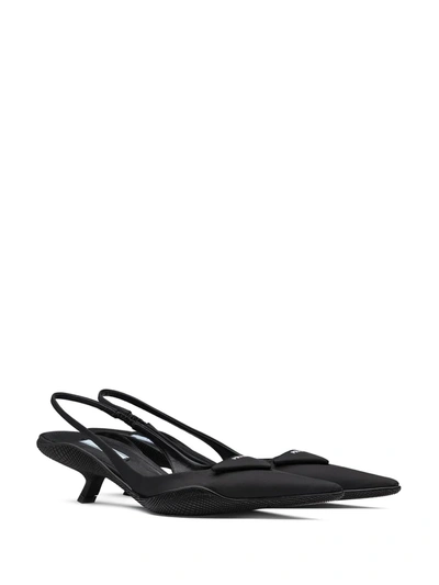 Shop Prada Pointed Slingback Pumps In Black