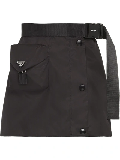 Shop Prada Re-nylon Gabardine Flared Skirt In Black