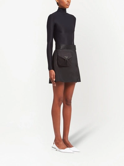 Shop Prada Re-nylon Gabardine Flared Skirt In Black