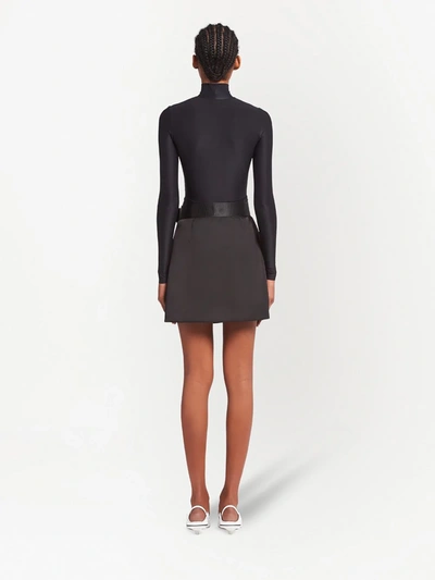 Shop Prada Re-nylon Gabardine Flared Skirt In Black