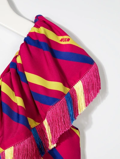 Msgm Teen One-shoulder Striped Playsuit In Pink