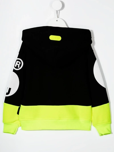 Shop Gcds Bold Colour-block Hoodie In Black