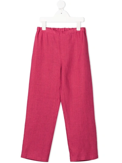 Siola Elasticated Linen Track Pants In Pink