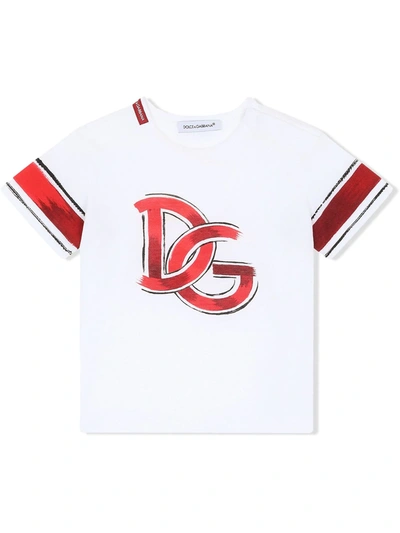 Shop Dolce & Gabbana Dg-print Cotton T-shirt In White