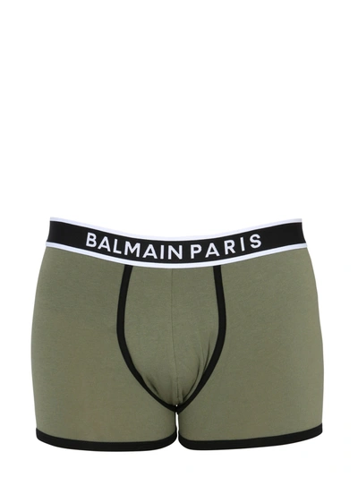 Shop Balmain Boxer With Logoed Elastic In Brown