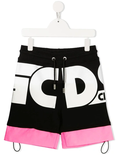 Shop Gcds Two-tone Logo Shorts In Black