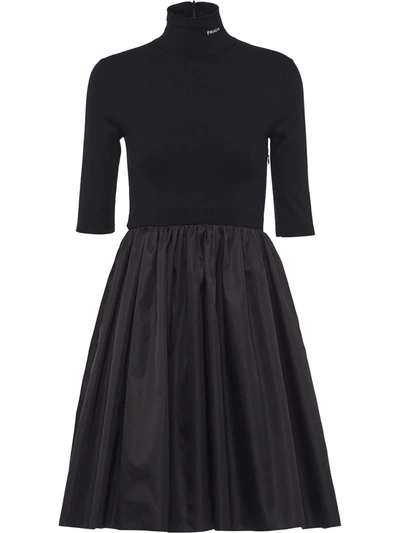 Shop Prada Re-nylon Gabardine Dress In Black