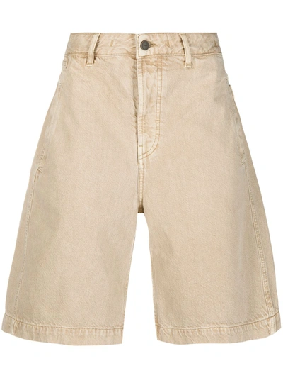Shop Jacquemus Wide-leg Denim Shorts In Neutrals