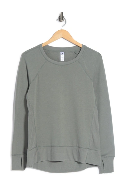Shop 90 Degree By Reflex Terry Brushed Raglan Shirt In Blossom Olive