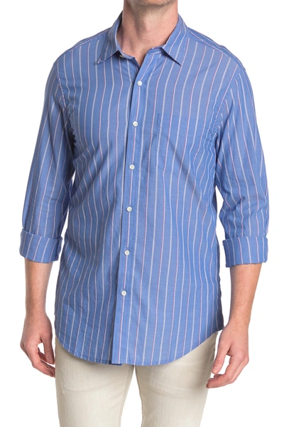 Shop Alex Mill Lightweight Standard Stripe Print Regular Fit Shirt In Blue/red