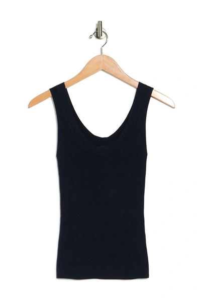 Shop Naadam Silk & Cashmere Scoop Neck Ribbed Knit Tank In Navy