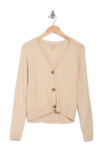 Shop Philosophy V-neck Button Front Knit Cardigan In Sand Beige