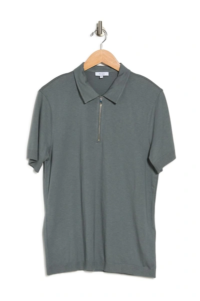 Shop Reiss Anthony Short Sleeve Zip Polo In Sage