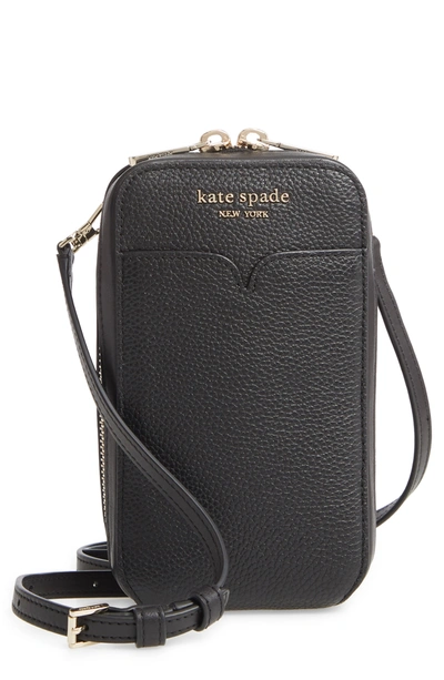 Shop Kate Spade Zeezee North South Leather Phone Crossbody Bag In Black