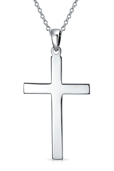 Bling Jewelry Sterling Silver Cross Pendant Necklace In Silver