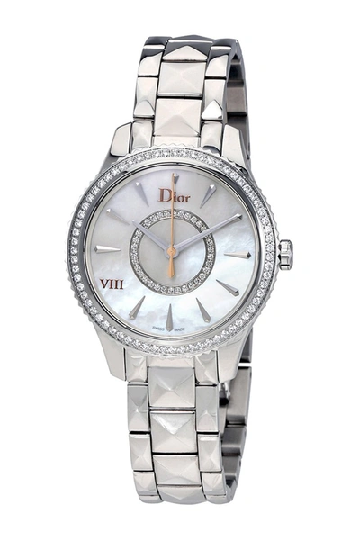 Shop Dior Viii Montaigne Diamond Watch In Silver Rose