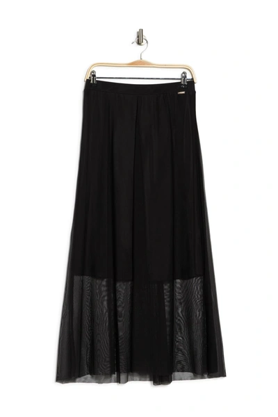 Shop T Tahari Mesh Overlay A-line Skirt In Black