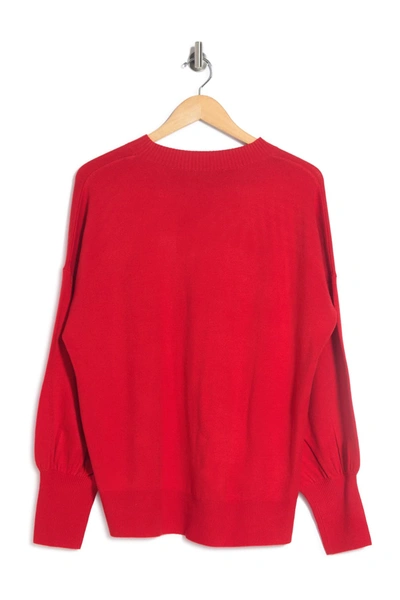 Shop French Connection Balloon Sleeve Crew Neck Sweater In Mars Red