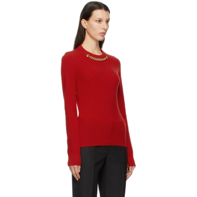 Shop Givenchy Red Wool & Cashmere Chain Collar Sweater In 626-poppy