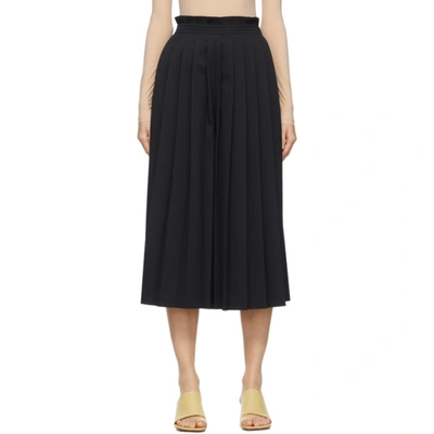 Shop Mm6 Maison Margiela Black Knife-pleated Culotte Trousers In 900 Black