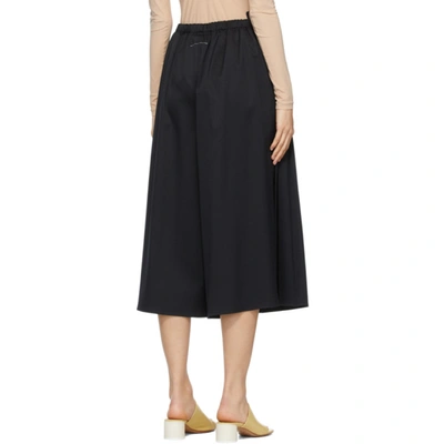 Shop Mm6 Maison Margiela Black Knife-pleated Culotte Trousers In 900 Black