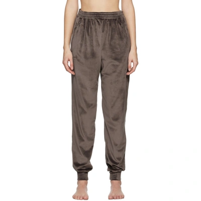 Shop Skims Taupe Velour Jogger Lounge Pants In Amethyst