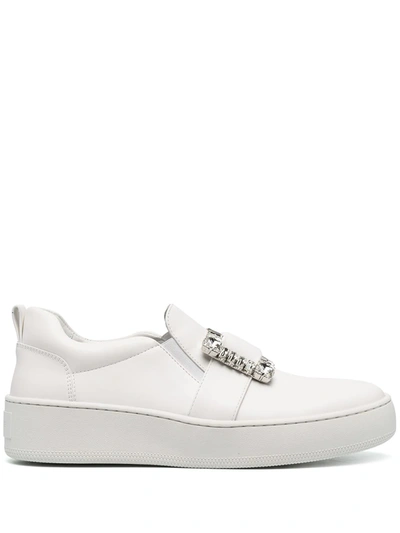 Shop Sergio Rossi Buckle-detail Sneakers In White