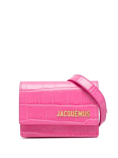 Shop Jacquemus Riviera Embossed Belt Bag In Pink