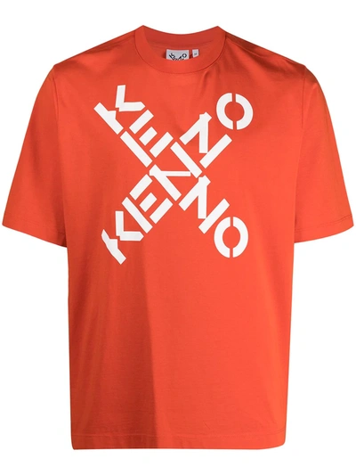 Shop Kenzo Logo-print Short-sleeve T-shirt In Orange