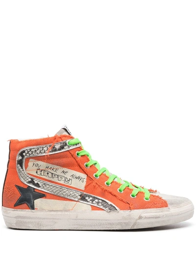 Shop Golden Goose Slide High-top Sneakers In Orange