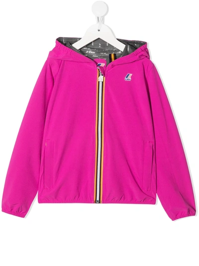 Shop K-way Teen Hooded Shell Jacket In Pink
