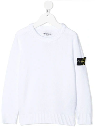 Shop Stone Island Junior Logo-patch Cotton Jumper In White