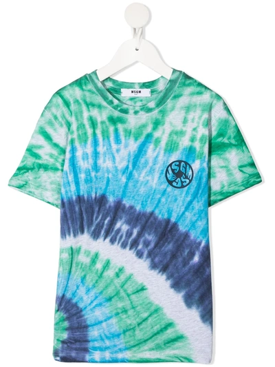 Shop Msgm Tie-dye Print Cotton T-shirt In Blue