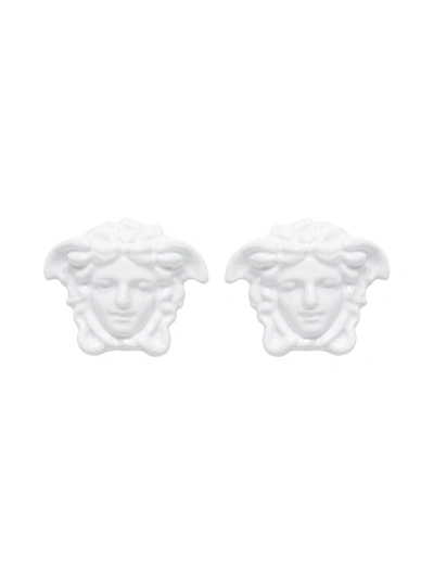 Shop Versace Medusa Stud Earrings In White