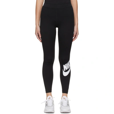 Nike Black Sportswear Essential High Waisted Leggings In Black/white |  ModeSens