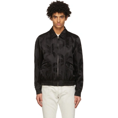 Shop Saint Laurent Black Palm Teddy Raglan Jacket In 1000 Black