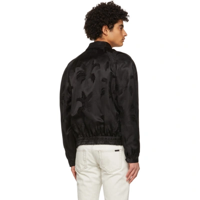 Saint Laurent Grosgrain-trimmed Satin-jacquard Bomber Jacket In 1000 Black