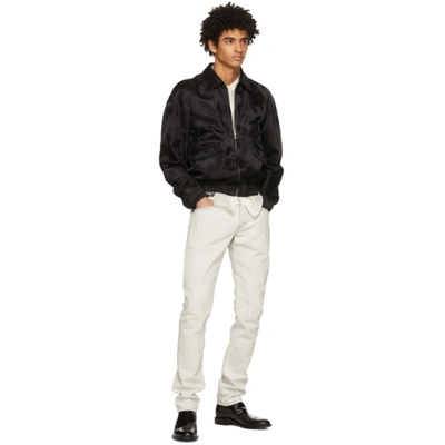 Saint Laurent Grosgrain-trimmed Satin-jacquard Bomber Jacket In 1000 Black