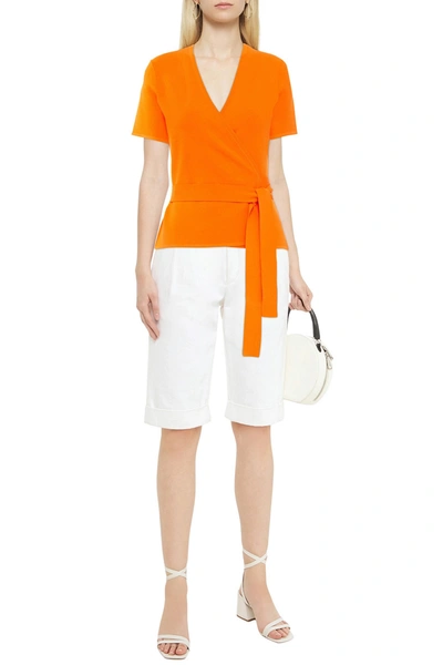 Shop Diane Von Furstenberg Mirella Stretch-knit Wrap Top In Orange